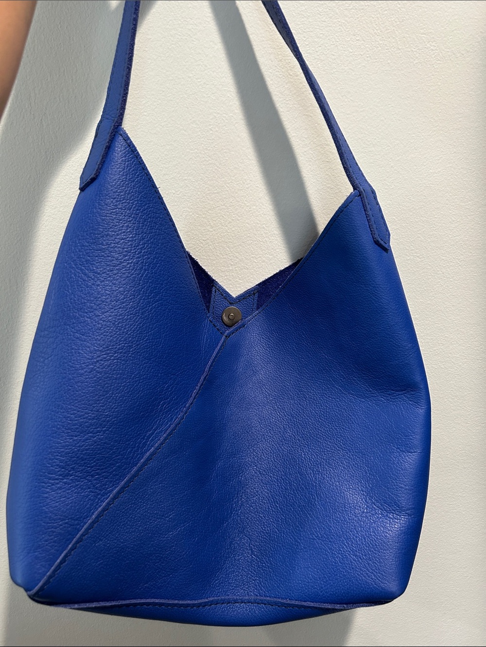 Portland Leather Naomi Large Molina Blue Leather Shoulder Bag